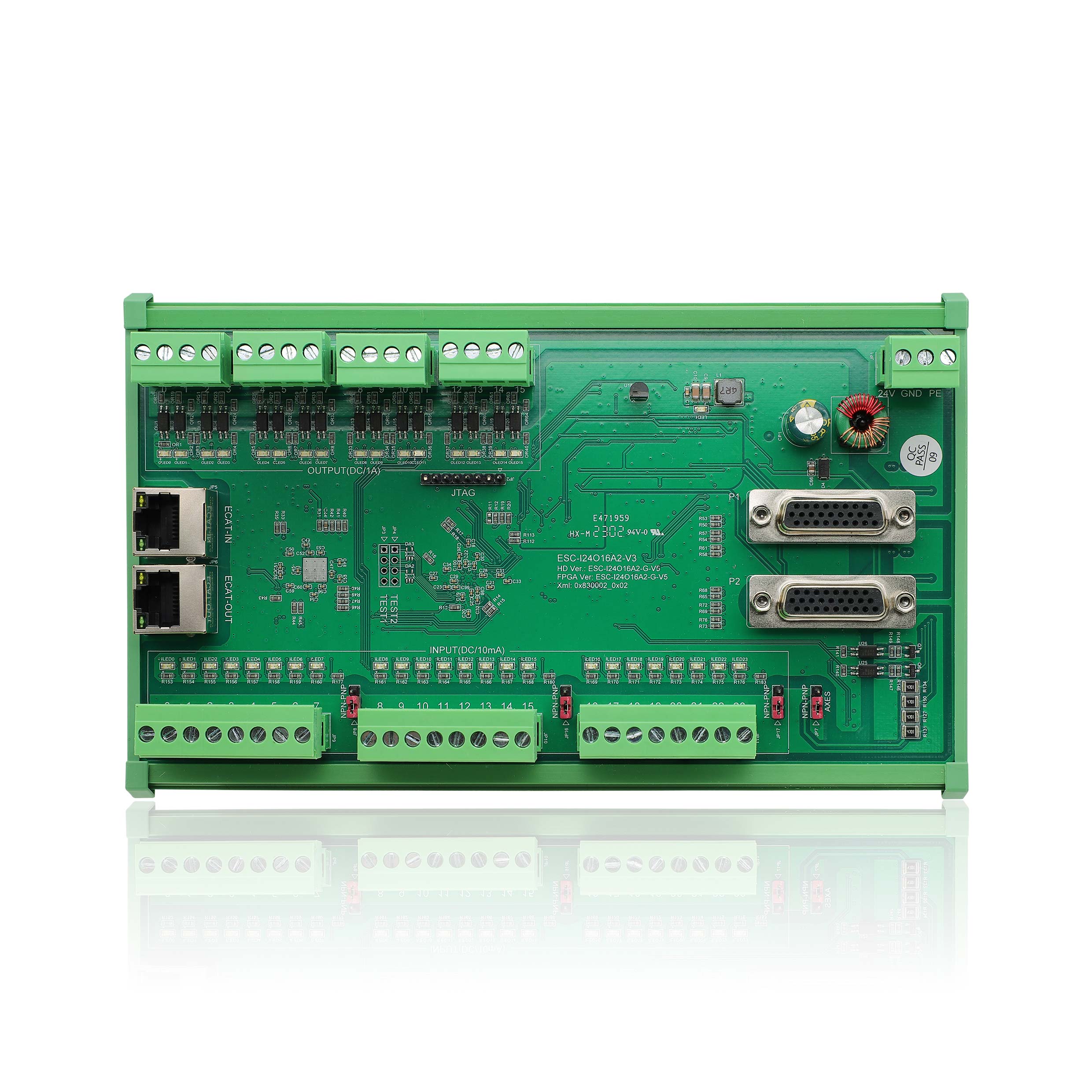 EtherCAT 24點輸入/16點輸出（晶體管）/2軸控制 IO運動模塊