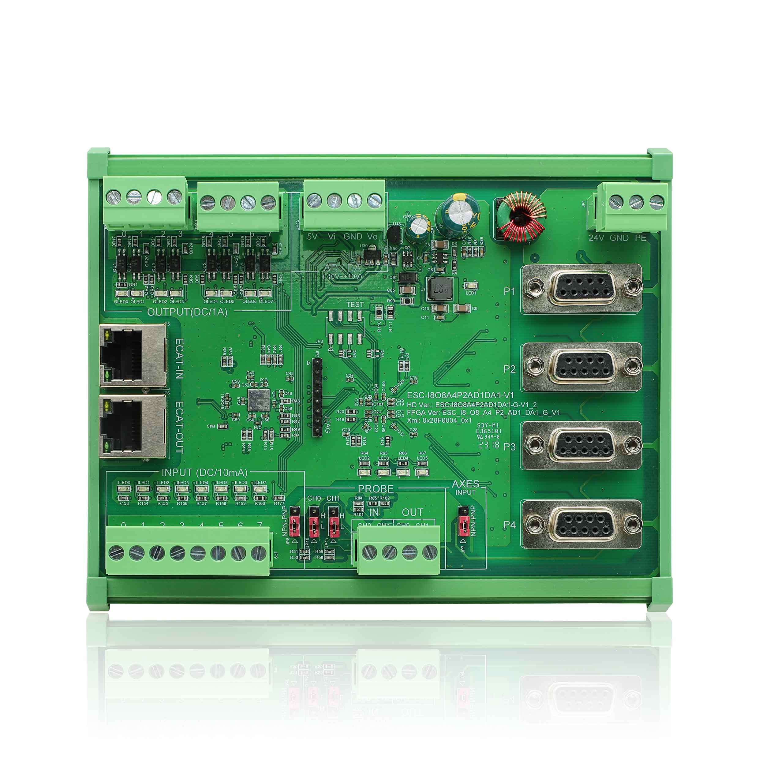 EtherCAT 多功能IO模塊（8輸入/8輸出/4軸/2探針/1 模擬量輸入/1 模擬量輸出）